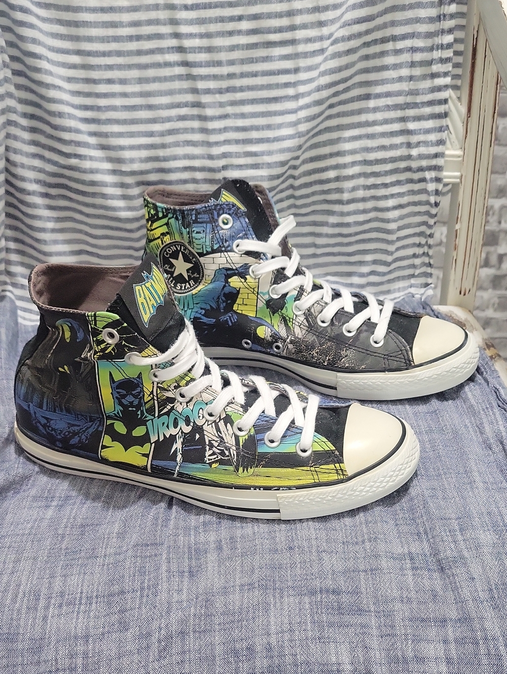 Converse Batman Comic High-Top Sneakers in Black, Blue, Green Mens Size 10